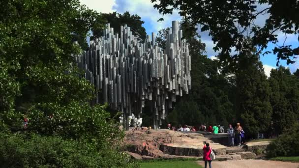 Helsinki Finlandia Verano 2015 Monumento Jan Sibelius Helsinki Órganos Video — Vídeos de Stock