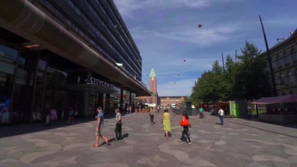 Helsingfors Finland Summer 2015 Järnvägsstationen Helsingfors Skjuten Uhd — Stockvideo