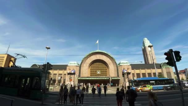 Helsinki Finnland Sommer 2015 Bahnhof Helsinki Gedreht Uhd — Stockvideo