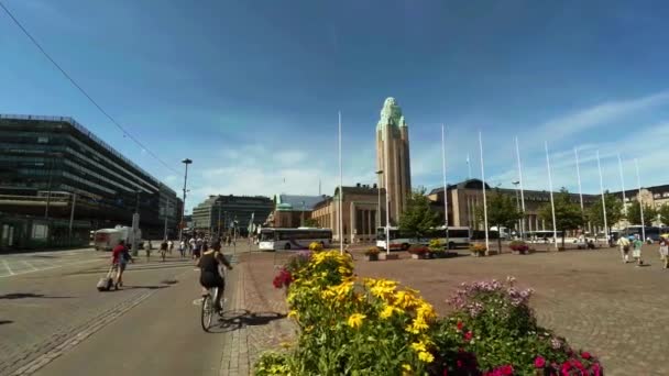 Helsinki Finlândia Summer 2015 Estação Ferroviária Helsínquia Tiros Uhd — Vídeo de Stock
