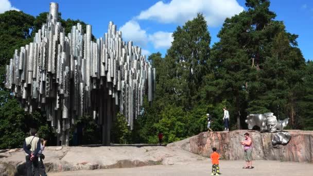 Pomnik Jana Sibeliusza Helsinkach Organy Wideo Rozdzielczości — Wideo stockowe