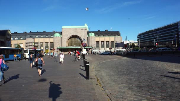 Helsinki Finlandia Verano 2015 Estación Tren Helsinki Disparo Uhd — Vídeo de stock