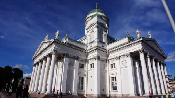 Katedra Luterańska Placu Senatu Helsinkach Strzał Uhd — Wideo stockowe