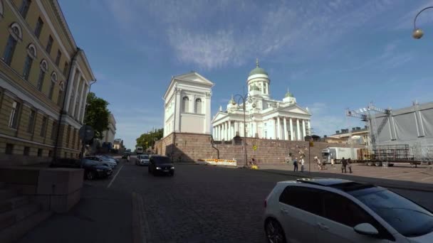 Luteránská Katedrála Senátním Náměstí Helsinkách Výstřel Uhd — Stock video