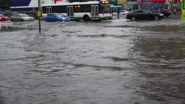 Saint Petersburg Oroszország 2015 Június Erős Eső Árvíz Elem Péterváron — Stock videók