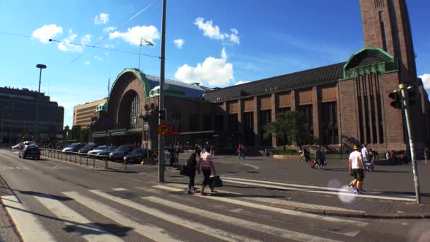 Helsinki Finlandia Verano 2015 Estación Tren Helsinki Disparo Uhd — Vídeo de stock