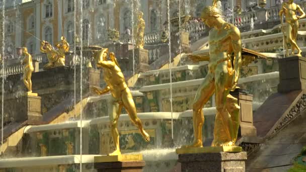 Fountain of the Grand cascade. Peterhof. Fountains. Petrodvorets. 4K. Shot in 4K, UHD