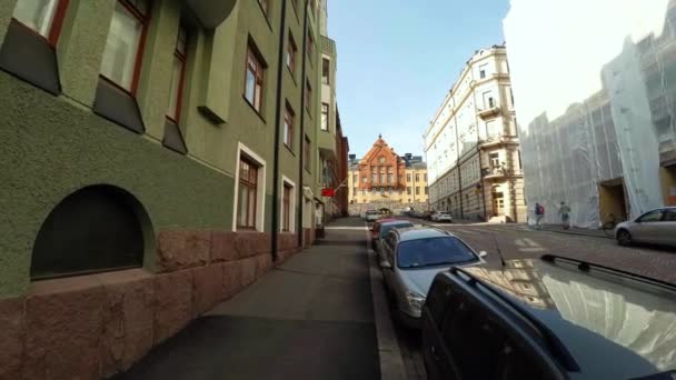 Helsinki Miradas Calle Ciudad Finlandia Disparo Uhd — Vídeo de stock
