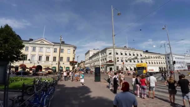 Helsinki Finland Summer 2015 Helsinki Bezienswaardigheden Stadsstraten Finland Neergeschoten Uhd — Stockvideo
