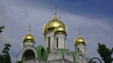 St. Catherine Katedrali. Puşkin. Catherine Park. Tsarskoye Selo. Mimari. Anıtlar. Saraylar. 4K 'de video, UHD. Gerçek zamanlı..
