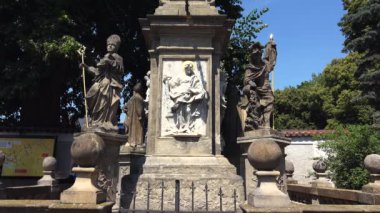 Sculpture at the church ossuary. Kostnice, Czech Republic, Kutna Hora, Sedlec. Video in 4K, UHD. Real time.