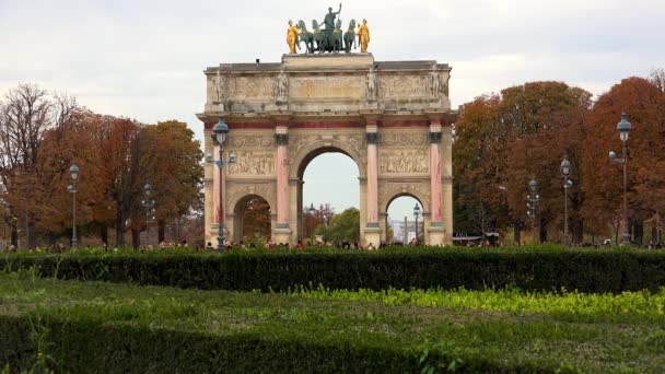 Arco Del Triunfo Triomphe Carrousel Frente Museo Del Louvre París — Vídeos de Stock