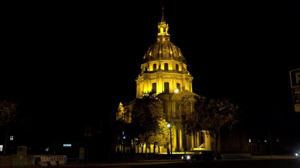Церковь Храм Центре Парижа Спокойной Ночи Францию Выстрел Uhd — стоковое видео