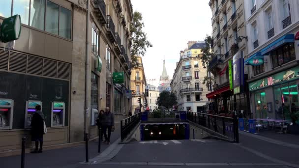 París Arquitectura Atracciones Casas Antiguas Calles Barrios Lugares Icónicos Disparo — Vídeo de stock
