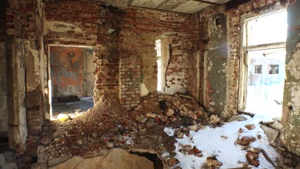 Ruiny Gruzy Starego Murowanego Domu Wideo Rozdzielczości Uhd Czas Rzeczywisty — Wideo stockowe