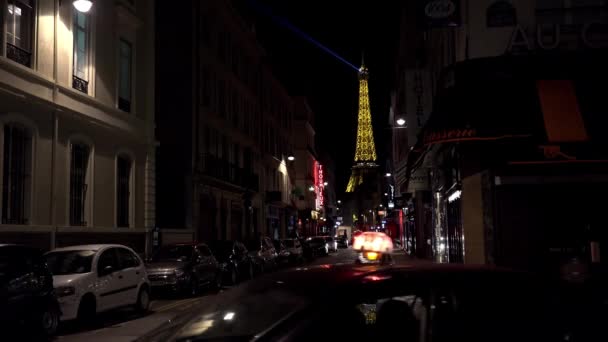 Torre Eiffel París Buenas Noches Francia Disparo Uhd — Vídeos de Stock