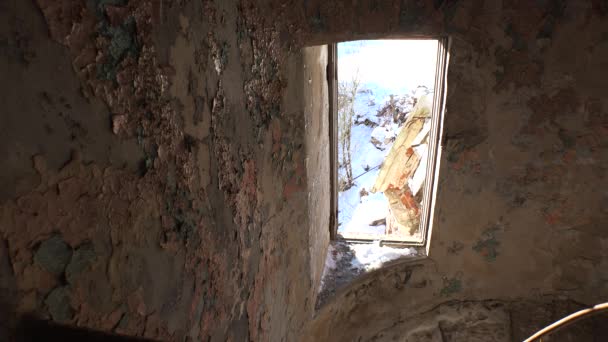 Ruinas Escombros Antigua Casa Ladrillo Video Uhd Tiempo Real — Vídeo de stock