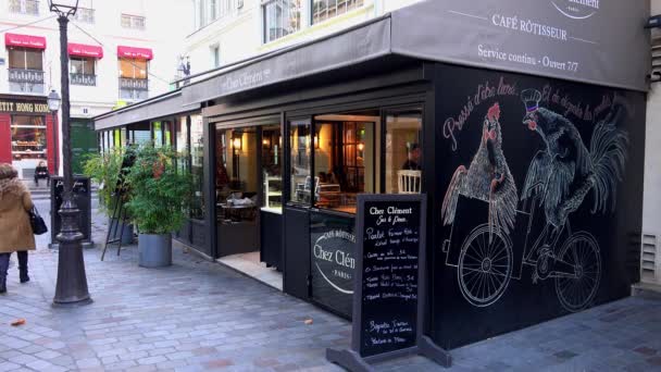 Уютное Кафе Самом Центре Парижа Видео Uhd — стоковое видео