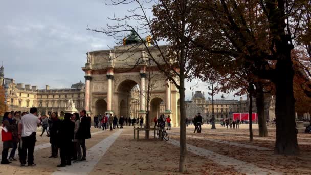 Arco Del Triunfo Triomphe Carrousel Frente Museo Del Louvre París — Vídeos de Stock