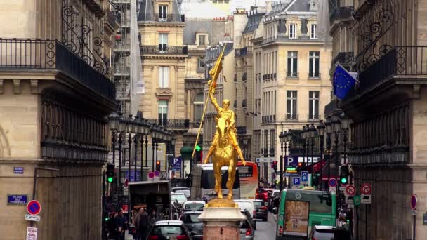 Monumento Joana Arc Paris Vídeo Uhd — Vídeo de Stock