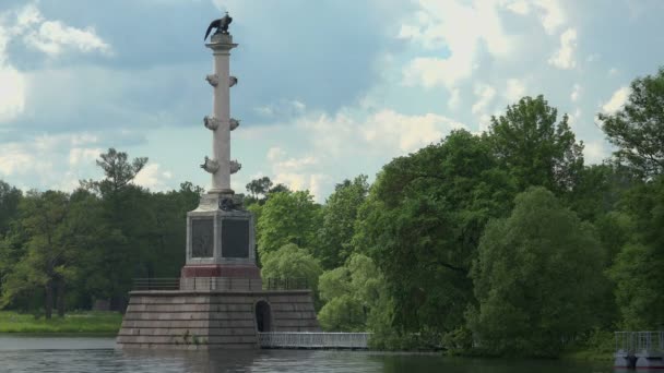 Chesme Kolonnen Pushkin Catherine Park Tsarskoje Selo Arkitekturen Monumentene Palasser – stockvideo