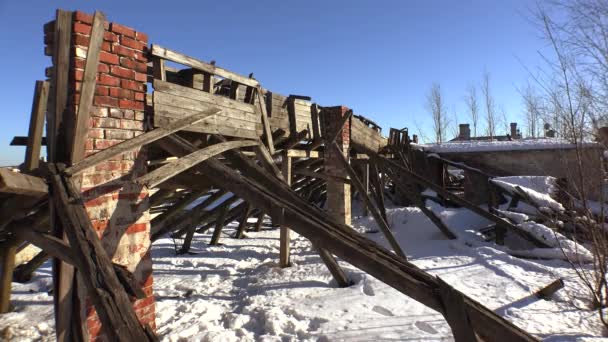 Ruinas Escombros Antigua Casa Ladrillo Video Uhd Tiempo Real — Vídeo de stock