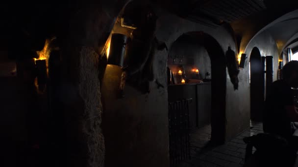 プラハ チェコ共和国 2015年夏 プラハに頭蓋骨と骨のある歴史的な居酒屋 チェコ共和国 Uhdでのビデオ リアルタイム — ストック動画
