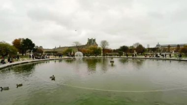 Paris 'teki Tuileries Bahçeleri. Fransa. 4K 'da video, UHD