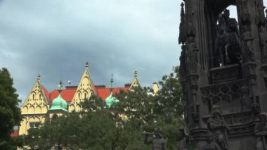 İmparator I. Franz 'ın Prag' daki anıtı. Çek Cumhuriyeti. 4K 'da video, UHD