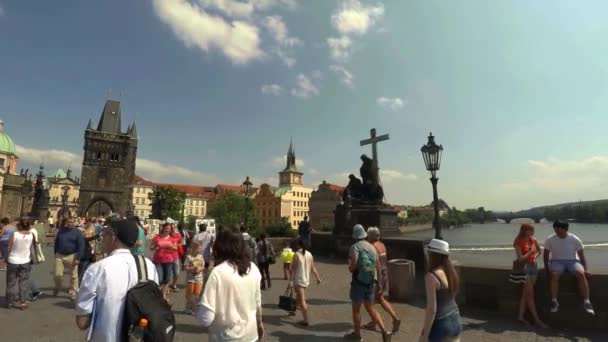 Praga Repubblica Ceca Estate 2015 Ponte Carlo Praga Repubblica Ceca — Video Stock