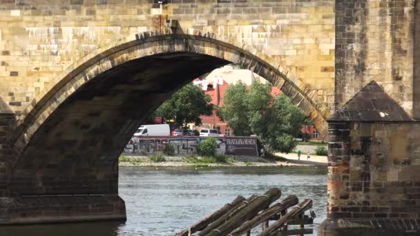 Karelsbrug Praag Tsjechië Video Uhd — Stockvideo