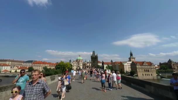 Praga República Checa Verano 2015 Puente Carlos Praga República Checa — Vídeos de Stock