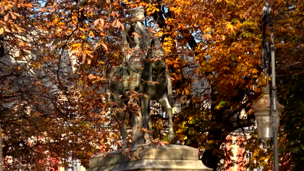 Památník Krále Ludvíka Xiii Náměstí Place Des Vosges Paříži Francie — Stock video