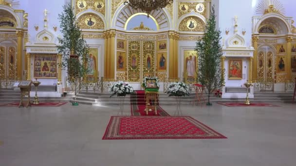 Interior Una Iglesia Ortodoxa Video Uhd — Vídeo de stock