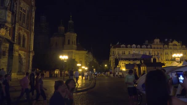 Praag Tsjechië Summer 2015 Het Oude Stadsplein Praag Goedenacht Tsjechië — Stockvideo