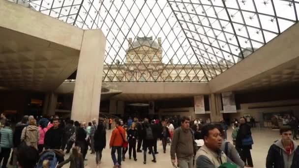 Вхідна Зала Музею Лувр Парижі Франція Відео Uhd — стокове відео