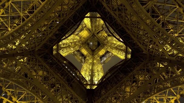 Eiffeltoren Parijs Goedenacht Frankrijk Neergeschoten Uhd — Stockvideo