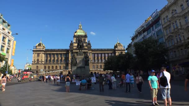 Prag Czech Cumhuriyet Yaz 2015 Prag Daki Tarihi Wenceslas Meydanı — Stok video