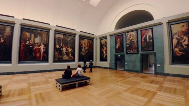 Художня Галерея Луврського Музею Парижі Франція Франція Відео Uhd — стокове відео