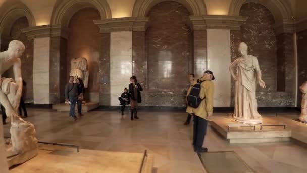 Statue Sculture Nel Museo Del Louvre Parigi Francia Video Uhd — Video Stock