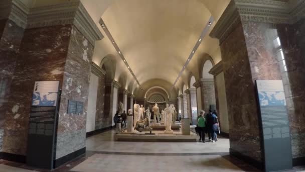 Estatuas Esculturas Museo Del Louvre París Francia Video Uhd — Vídeo de stock