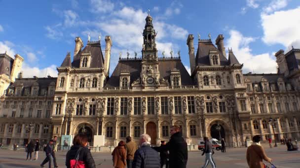 Hotel Ville Das Rathaus Von Paris Frankreich Video Uhd — Stockvideo