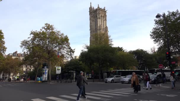 Paris Mimarlık Eğlence Eski Evler Sokaklar Mahalleler Konik Yerler Uhd — Stok video