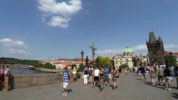 Prague Cseh Köztársaság Összefoglalás 2015 Károly Híd Prágában Cseh Köztársaság — Stock videók