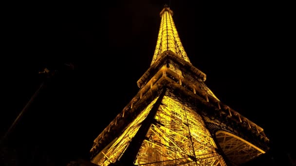 Wieża Eiffla Paryżu Dobranoc Francji Strzał Uhd — Wideo stockowe