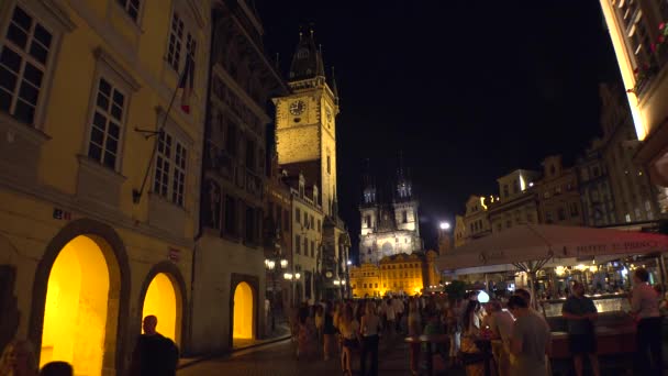 Prague Czech Republic Summer 2015 Old Town Square Празі Ніч — стокове відео