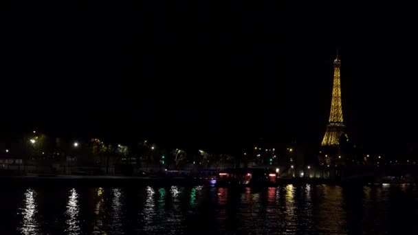 Torre Eiffel París Buenas Noches Francia Disparo Uhd — Vídeo de stock