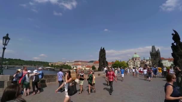 Praag Tsjechië Summer 2015 Karelsbrug Praag Tsjechië Video Uhd — Stockvideo