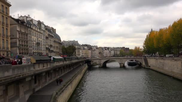 Floden Seine Paris Frankrike Video Uhd — Stockvideo