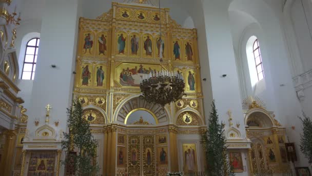 Interior Una Iglesia Ortodoxa Video Uhd — Vídeo de stock